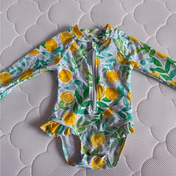 Little Me Lemon Rashguard Swimsuit - Picture 2 of 4